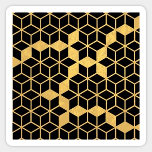 Black and Gold Cubes Sticker